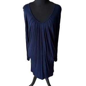 Beautiful Design History Long navy Blue Tunis with front pleats EUC Large